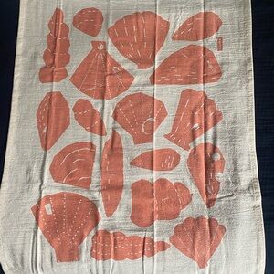 Coral screen printed kitchen towel